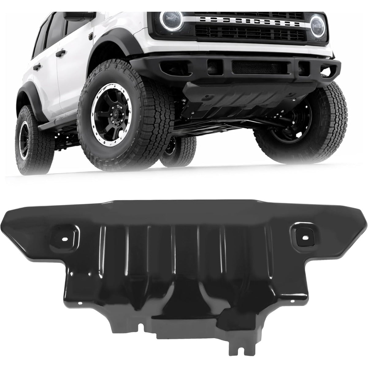 Front Bumper Skid Plate Compatible with 2021-2025 Ford Bronco Replacement for MB3C-6B629-CB Steel Powder Coated Black