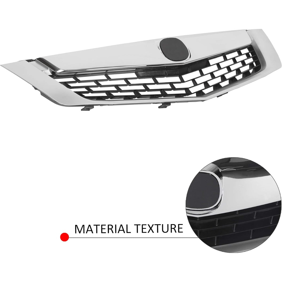 HECASA Front Grille Compatible with 2009 2010 ACURA TSX Silver ABS Plastic Grill With Moulding Trim