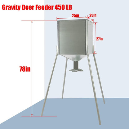 HECASA Steel 450LB Capacity Big Game Gravity Deer Feeder Galvanized Hunting w/o Foot Kit