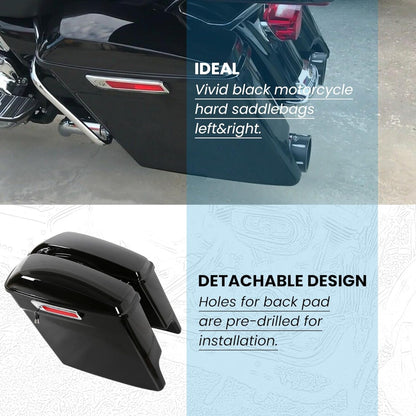 5" Saddlebags Extended Stretched Hard Saddle Bags for  2014-2024 Harley Touring Road King Glide Electra Street Glide CVO Ultra Classic