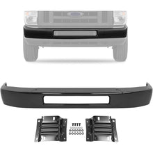 ALMULOO Front Bumper Face Bar+Bracket Compatible with 2008-2014 Ford E-150/E-250 and 2008-2019 Ford E-350 E-450 Super Duty Replace 8C2Z17757APTM 8C2Z17B884A 8C2Z17B883A FO1002409 FO1066176 FO1067176
