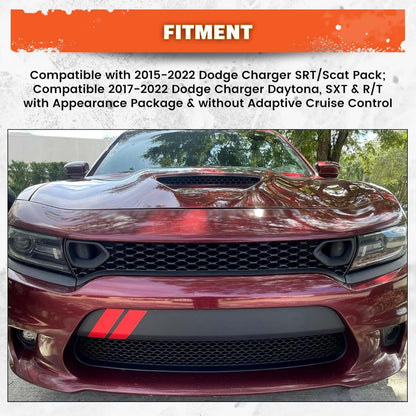 Upper Lower Grill Compatible with 2015-2023 Dodge Charger SRT Scat Pack Daytona 68394592AA 68417505AB Air Inlet Dual Kit Mesh Grille Guard Bezels LYAP-335-1