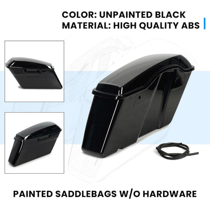 Pained Black Hard Saddlebags Saddle Bags   for 2014-2024 Harley Davidson Touring Models Street Road Glide Road King(W/O Hardware)