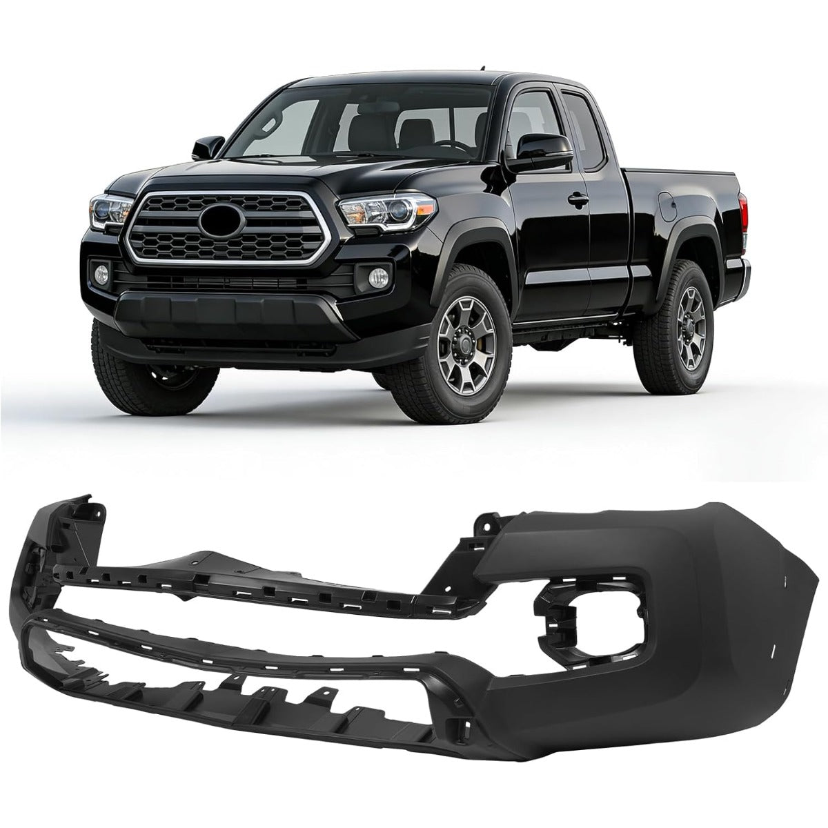 ALMULOO Front Bumper Cover Fascia Compatible with 2016-2023 Toyota Tacoma w/Fender Flare Holes Replacement for TO1000414