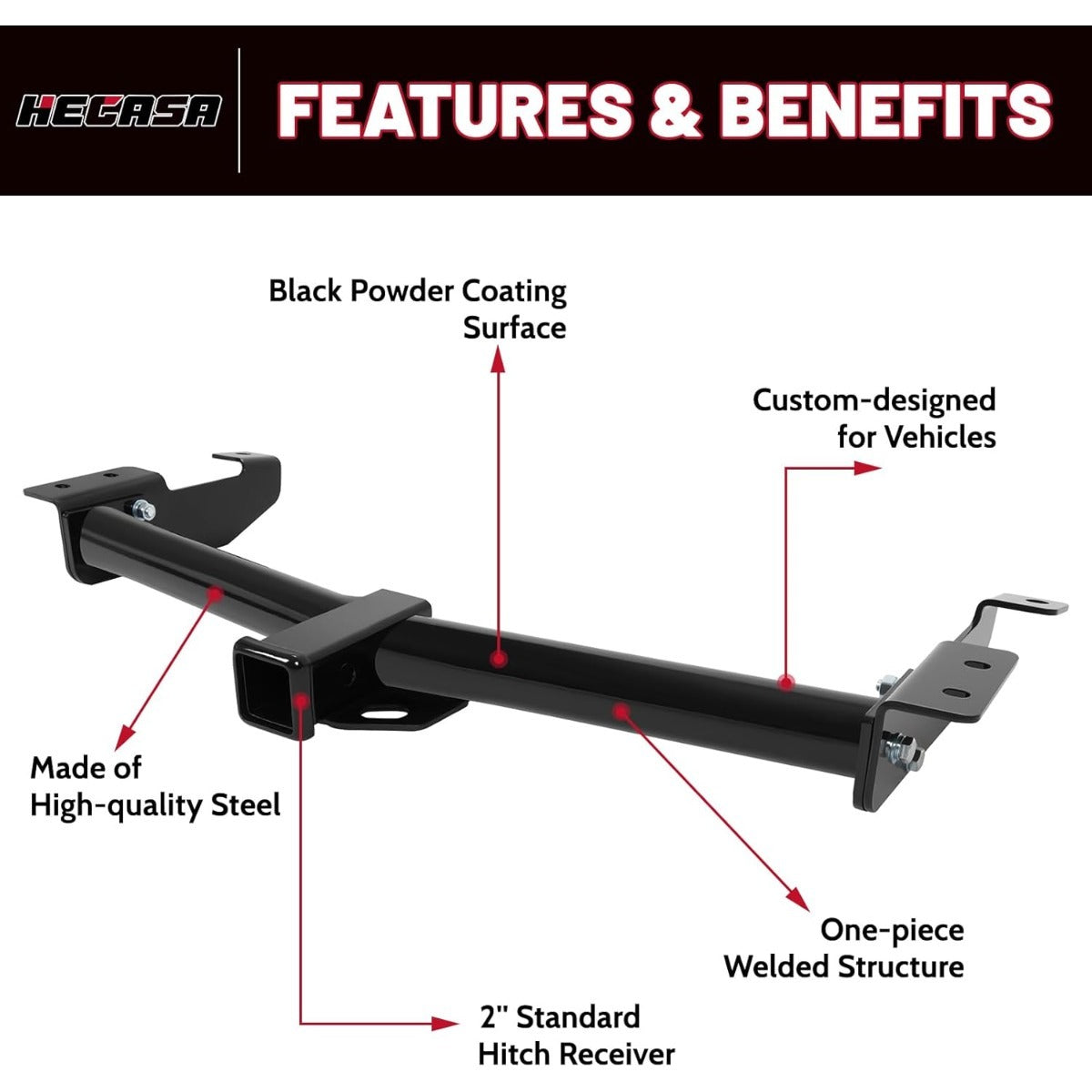 Class 3 Trailer Hitch Compatible with 2000-2014 Ford E-150 E-250 Econoline E-350 Super Duty Trailer Tow Hitch 2 Inch Receiver, Black, NN2174