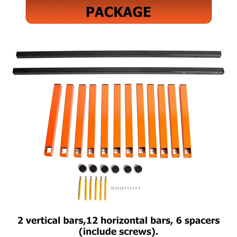 Lumber Rack Wall Mount Wood Organizer Lumber Organizer - Heavy Duty Metal 6 Levels Shelf Lumber Storage Rack Max 600 Lbs (1 Pack), Indoor & Outdoor Use - Orange LYA-077
