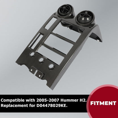 HECASA Dash Bezel Compatible with 2005-2007 Hummer H2 Replacement for D04478029KE Carbon Fiber Color | Centrer Control Dashboard Air Vent Trim Cover Panel