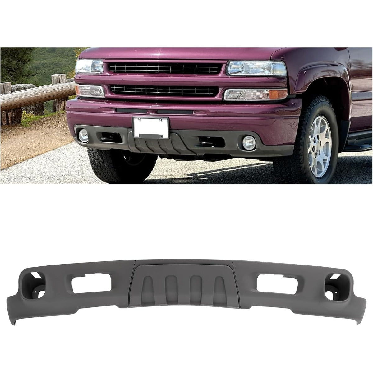 Front Lower Bumper Valance Compatible with 2003-2006 Chevy Chevrolet Suburban 1500 Tahoe Z71 w/Fog Light Hole & Tow Hook Hole Replace for GM1092209 15766483 Lower Bumper Cover Air Dam Deflector