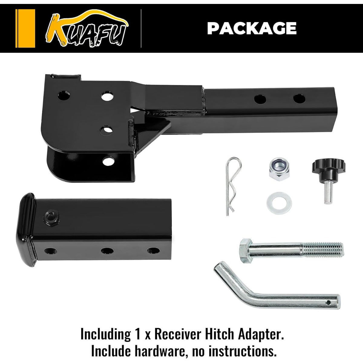 2" Folding Hitch Adapter (Trailer Hitch Folding Extender) with 16.3" Length Compatible with 2 Inch Trailer Hitch Extension Shank Mount Cargo Wheelchair Carrier Adapter 500lbs Weight Capacity
