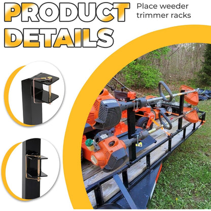 2 Place Weeder Trimmer Racks Holders Hold Two for Trailer Truck Tree Trimmers Edgers Pole Saws Powercoated Steel LYA-076