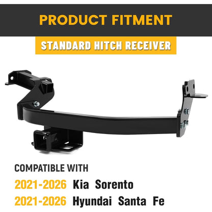 2-Inch Trailer Hitch Compatible with 2021-2026 Kia Sorento/Hyundai Santa Fe Class 3 Towing Hitch Receiver