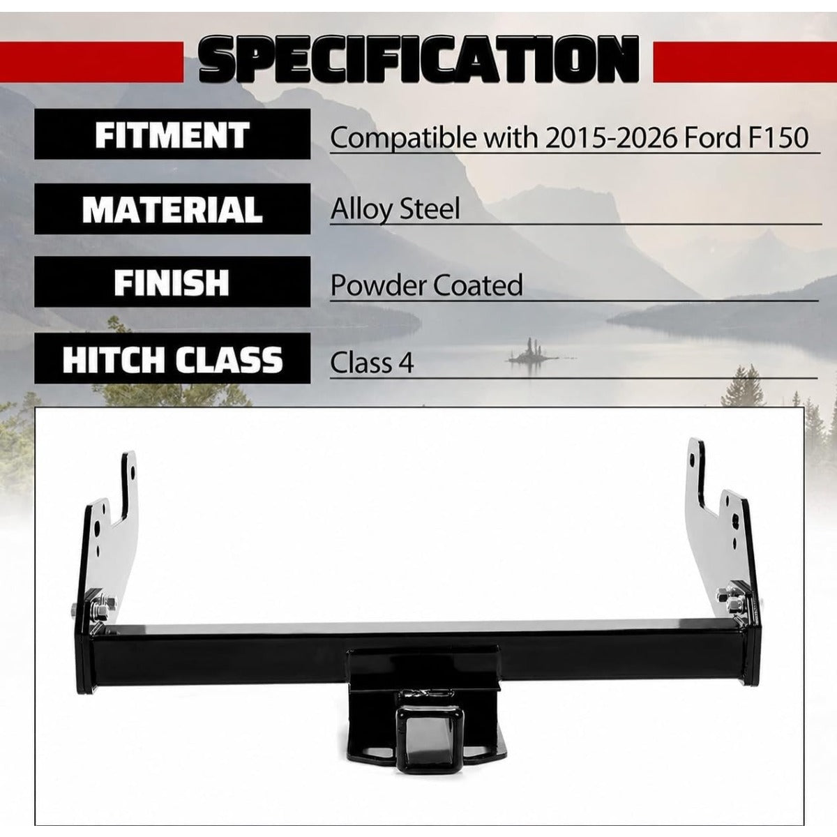 Class 4 Trailer Hitch Compatible with 2015-2026 Ford F150 F-150 2" Receiver Hitch Rear Bumper Tow Hitch
