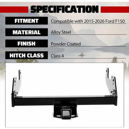 Class 4 Trailer Hitch Compatible with 2015-2026 Ford F150 F-150 2" Receiver Hitch Rear Bumper Tow Hitch
