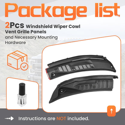 Windshield Wiper Cowl Panel Grille Compatible with 2017-2022 Ford F-250 F-350 F-450 F-550 Super Duty Replacement for HC3Z-25022A69-AC HC3Z-25022A68-AB Front Window Cover Insert Panel Left&Right