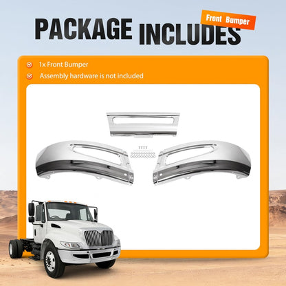 ALMULOO Front Bumper Compatible with 2009-2015 International 4300 4200 4400 8600 TranStar Durastar Base Chrome