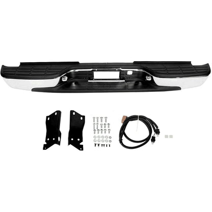 KUAFU Rear Step Bumper Compatible with 1999-2007 Chevy Chevrolet Silverado GMC Sierra 2500 HD 3500 Truck Chrome Steel Replacement for GM1103129 12473000 GM1103141 GM1191121