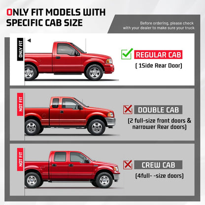 Side Steps Compatible with 1997-2003 Ford F-150/F-250 LD Regular Cab (Include 2004 Heritage) Running Boards Step Bars Steel+Plastic Powder Coated Black
