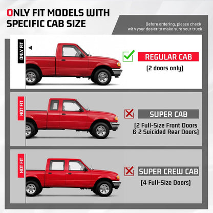 ALMULOO Pair Side Steps Compatible with 1998-2011 Ford Ranger Regular/Standard Cab Running Boards Step Bars Steel+Plastic Powder Coated Black Left + Right Side