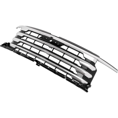 Front Grill Compatible with 2022-2024 Chevrolet Silverado 1500 High Country Front Bumper Grille Plastic(ABS) Painted+Chrome Black+Silvery Replacement for 84884906 85516948