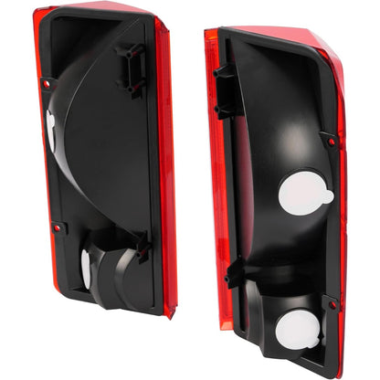 HECASA Pair Tail Light Compatible with 1980-1986 Ford F-150 F-250 F-350 Bronco F-100 Halogen Brake Lamp Taillight Replacement for E4TZ13405B FO2800103 E4TZ13404B FO2801102 Red White Lens Black Housing