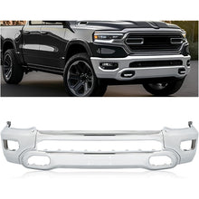 KUAFU Front Bumper Face Bar Compatible with 2019-2024 Dodge Ram 1500 W/Fog Lights & Sensor Holes, Hooks CH1002407, 5ZB88SZ0AD Steel Chrome Silvery Replacement Only 3PCS
