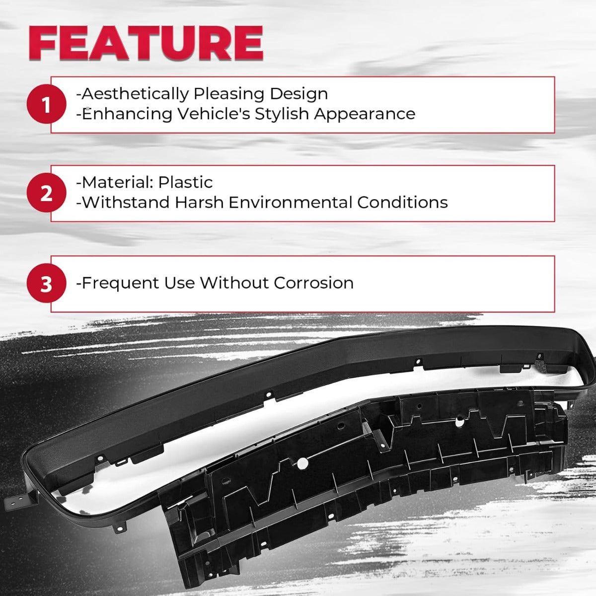 Front Bumper Lower Grille Reinforcement Compatible with 2015-2022 Dodge Challenger Black Grille Assembly Replacement for 68260158AA CH1037123