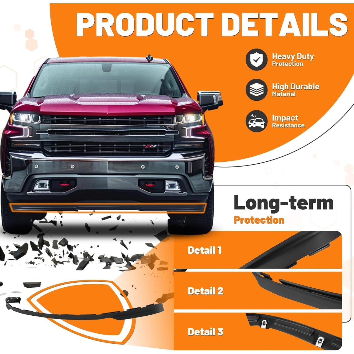 Front Lower Bumper Air Dam Deflector Compatible with 2016-2018 Chevy Chevrolet Silverado 1500, 2019 Silverado 1500 LD Models Replace for GM1092250, 23496677 Valance Panel Plastic