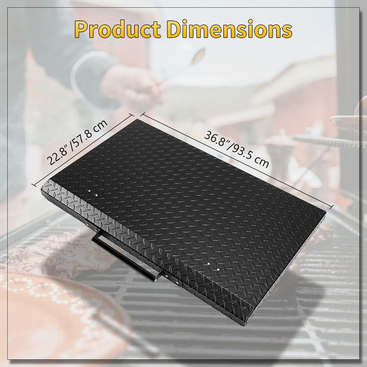 HECASA Black Outdoor 36" Griddle Grill Hard Cover Lid with Handle Waterproof Aluminum Compatible with Blackstone & More