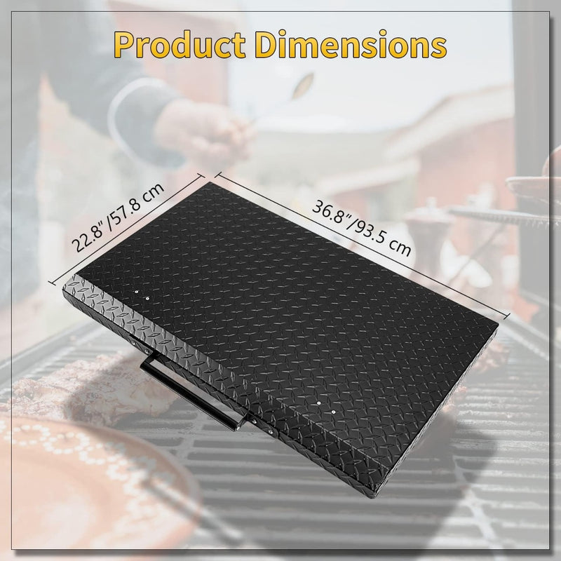 HECASA Black Outdoor 36” Griddle Grill Hard Cover Lid with Handle Waterproof Aluminum Compatible with Blackstone & More LYOM-018V-MB