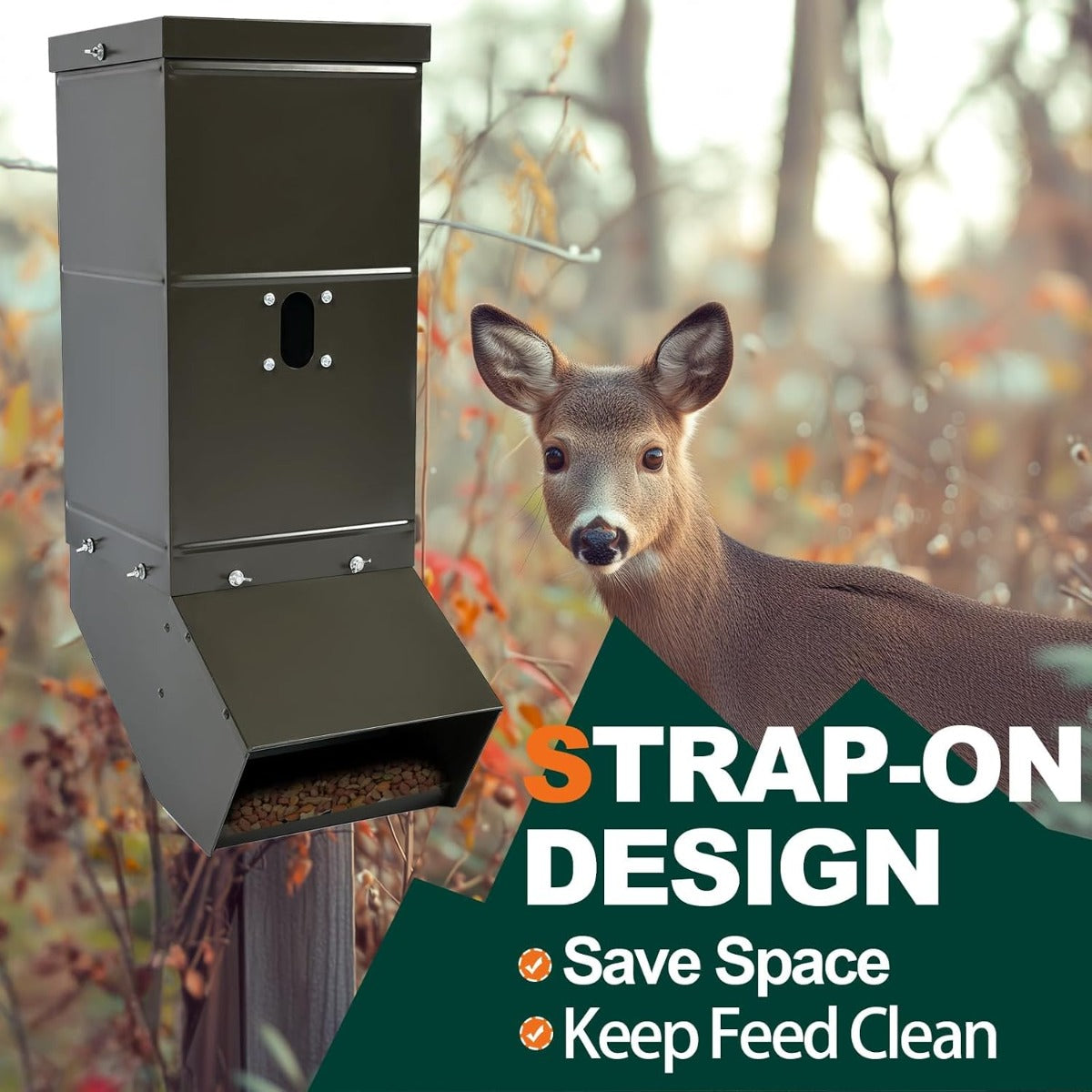 KUAFU Tree Protein Deer Feeder with Waterproof Cover and Mounting Straps,