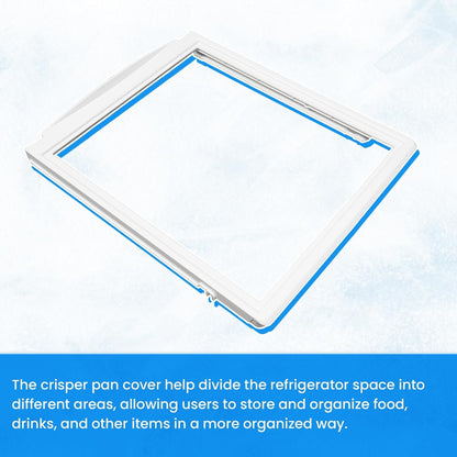 KUAFU 240599301 AP3763926 Crisper Pan Cover Compatible with Frigidaire Refrigerator 1037664 AH899475 EA899475 PS899475 Replacement Only Upper Crisper Drawer Cover Shelf Frame W/O Glass White