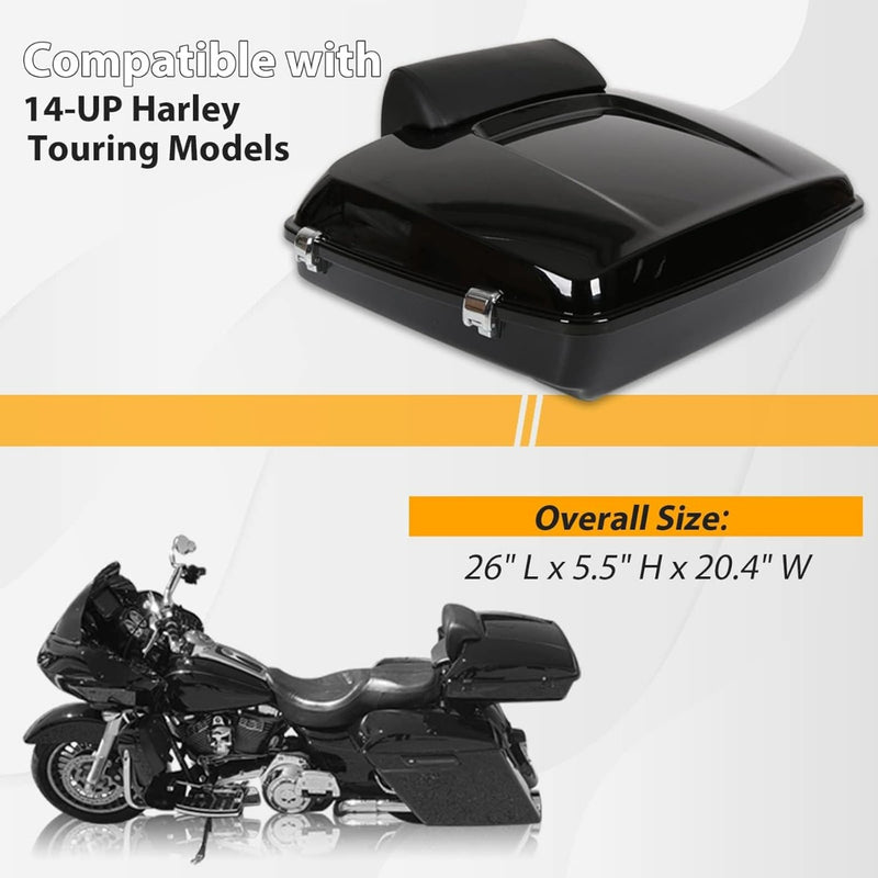 5.5inches Razor Motorcycle Trunk Luggage w/Backrest Compatible with 2014-2024 Harley Davidson Touring Models Trunk Tail Box DTS