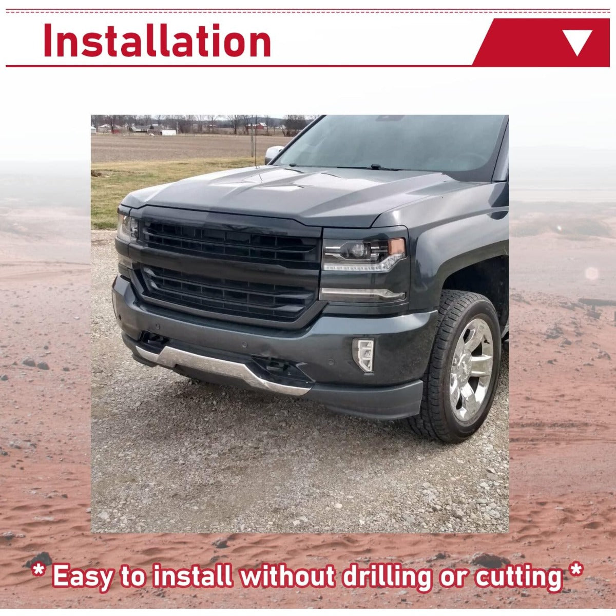 Front Lower Bumper Skid Plate Compatible with 2016-2019 Chevy Chevrolet Silverado 1500 23243083 GM1044128 Bumper Valance Panel Cover Impact Face Bar Chrome