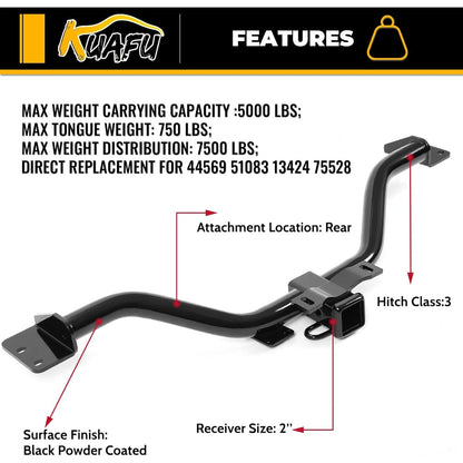 Class 3 2'' Trailer Hitch Compatible with 2008-2017 Buick Enclave 2009-2017 Chevrolet Traverse 2007-2017 GMC Acadia Limited 2007-2009 Saturn Outlook Replacement for 44569 51083 13424 75528