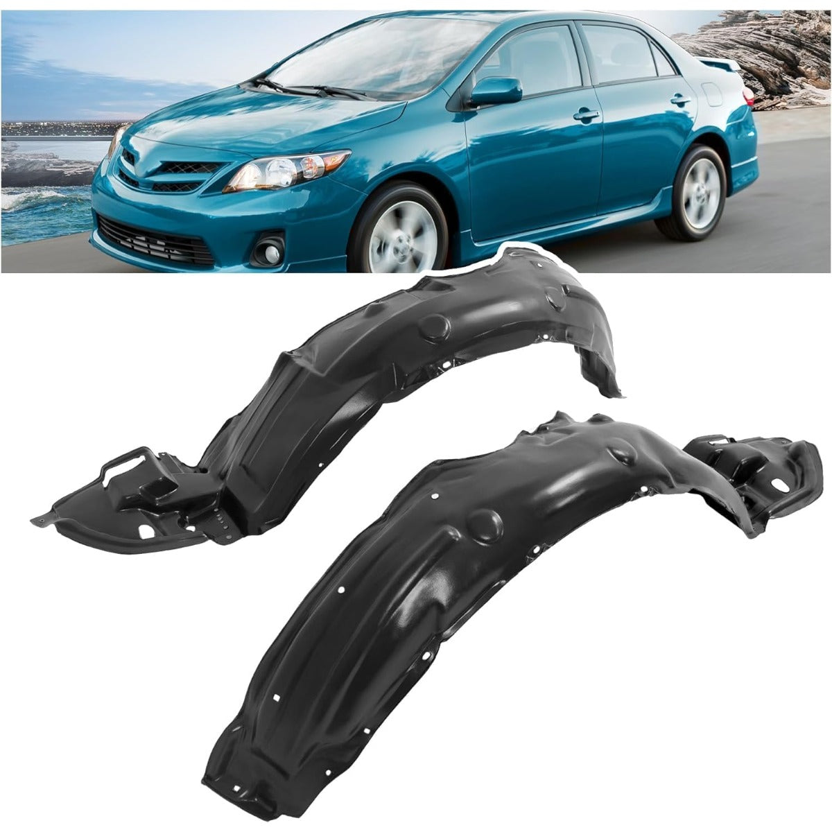 Front Fender Liner Panel for 2011-2013 Toyota Corolla W/O Insulation Foam w/Clips Replacement for  Wheel Inner Liner Splash Shields Guard Right Passenger Side