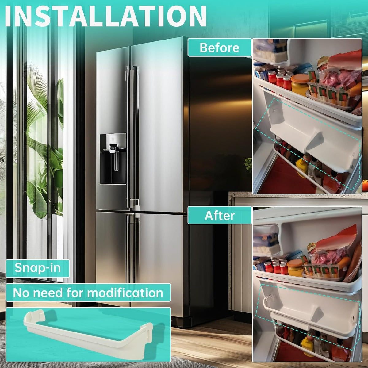KUAFU 240534901 Refrigerator Door Shelf Bar Compatible with Kenmore Frigidaire Replace for #AP3214630 PS734935 Retainer Rack Rail