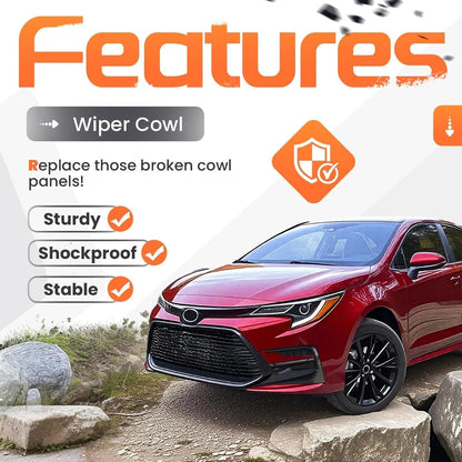Windshield Wiper Cowl Panel Top Cover Compatible with 2019-2022 Toyota Corolla Without hybrid Replacement for 5570802740 Air Inlet Window Cover Cowl Vent Molding Grille Panel Hood