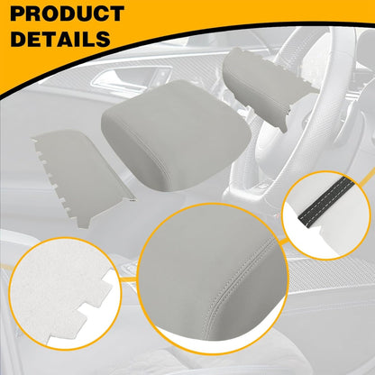 KUAFU Center Console Armrest Cover & Door Armrest Cover Compatible with 2009-2015 Honda Pilot Console Lid Cover Front Door Panel Armrest Cover - Gray