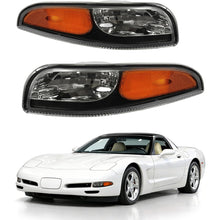 HECASA Turn Signal Light Compatible with 1997-2004 Chevy Chevrolet Corvette C5 Side Marker Clear Lens Black Housing Plastic Replacement for GM2520186 GM2521186 10301357 10301356