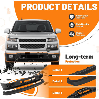 KUAFU Front Bumper Cover+Valance Compatible with 2004-2012 Chevy/Chevrolet Colorado, 2004-2012 GMC Canyon Replace For 12335806 15888037 GM1000723 GM1092183 Plastic(PP) Textured Black