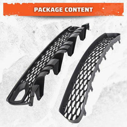 Upper Lower Grill Compatible with 2015-2023 Dodge Charger SRT Scat Pack Daytona 68394592AA 68417505AB Air Inlet Dual Kit Mesh Grille Guard Bezels LYAP-335-1