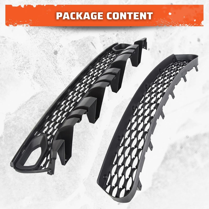 Upper Lower Grill Compatible with 2015-2023 Dodge Charger SRT Scat Pack Daytona 68394592AA 68417505AB Air Inlet Dual Kit Mesh Grille Guard Bezels LYAP-335-1
