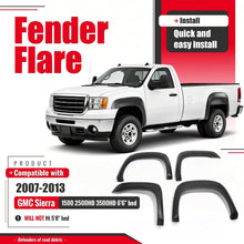 4Pcs Fender Flares Compatible with 2007-2013 GMC Sierra 1500 2500HD 3500HD 6'6" bed Front & Rear Wheel Cover Protector Plastic(PP) Textured Black
