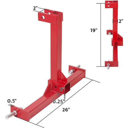 2 Inches Receiver 3 Point Trailer Hitch Category One Tractor Tow Red Gooseneck Drawbar Adapter with One Year Warranty