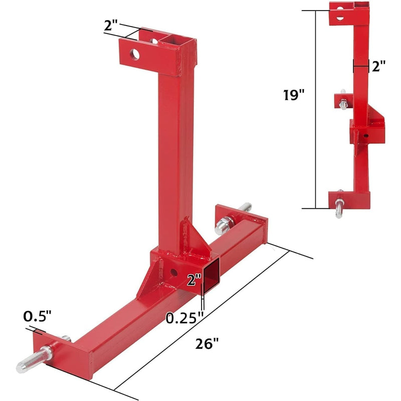 2" Receiver 3 Point Trailer Hitch Category One Tractor Tow Red Gooseneck Drawbar Adapter with One Year Warranty