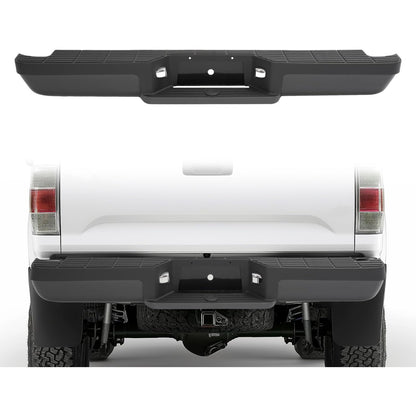 HECASA Rear Step Bumper Compatible with 1993-2011 Ford Ranger Fleetside/Styleside Supercrew FO1102257 W/Brackets & LED Lights w/o Parking Aid Sensor Holes Black