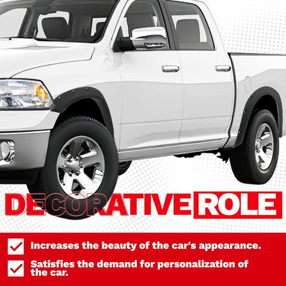 Fender Flares Compatible with 2009-2010 Dodge Ram 1500/2011-2018 Ram 1500/2019-2023 Ram 1500 Classic Fleetside, Truck Wheel Flares Wheel Cover Textured Black Rivet Style 4Pcs LYAP-247