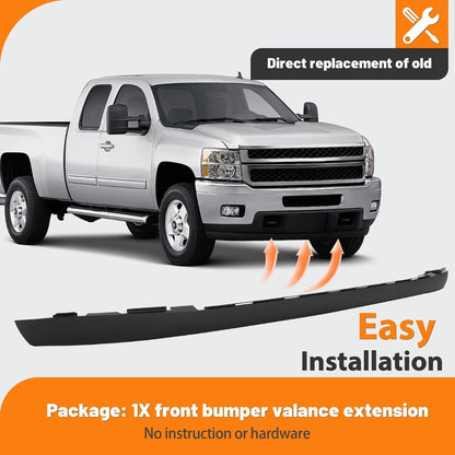KUAFU Front Bumper Valance Extension Compatible with 2011-2014 Chevy Chevrolet Silverado 2500 HD 3500 HD Replacement for 20845670 GM1095195 Lower Air Dam Deflector Spoiler Extension Plastic Black