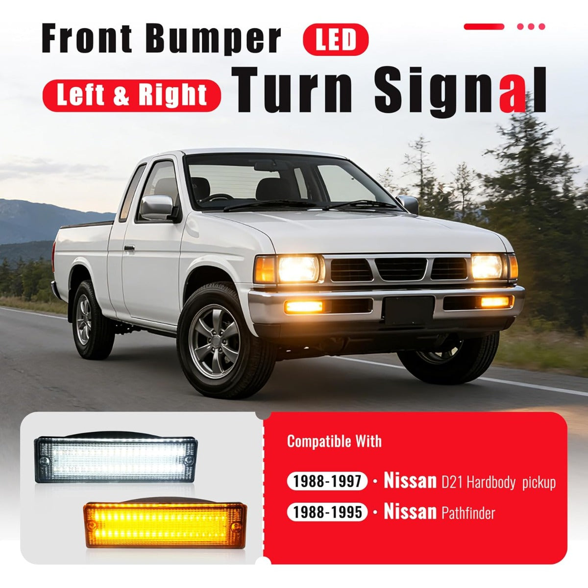 HECASA Turn Signal Lights Compatible with 1988-1997 Nissan D21 Hardbody pickup 1988-1995 Nissan Pathfinder Clear Lens