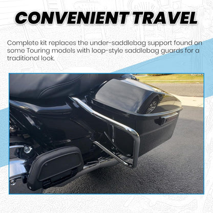 ECOTRIC Saddlebag Bracket Guard Bars Compatible with 2014-2024 Harley Davidson Touring Street Road Glide FLH Saddle Bags Guard Support Bar Mount Chrome & Black